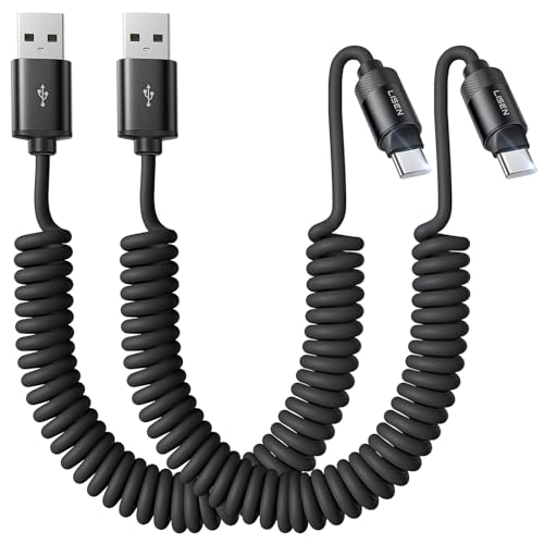 LISEN Coiled USB C Cable, 2 Pack for Android Auto & CarPlay Cable, Short USB A to USB C Cable Compatible with iPhone 17/16/15, Samsung Galaxy S25/S24/S23 A15/A14, Google Pixel 9/8, Space Black 6FT - color: Space Black, size: 6FT