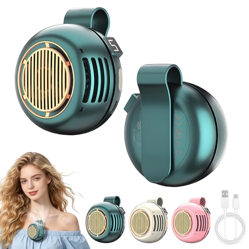 Portable Silent Mini Bladeless Fan Clip On, Mini USB Rechargeable 360° Rotatable Fan, 2026 New Adjustable 3-Speed Suspended Whirlwind Cooler Fans for Outdoor & Travel & Office (Green) - color: Green