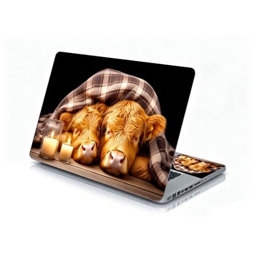 Universal Laptop Skin Sticker Decal, 12"-15.6" Aesthetic Vinyl Wrap, Cow Calves Plaid Blanket Waterproof Notebook Cover Art Protector for MacBook HP Dell Lenovo, Fits 13" 14" 15" 15.6" - color: Cow Calves Plaid Blanket