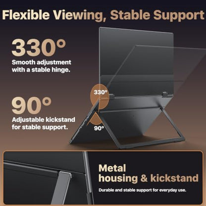 kksmart Portable Monitor for Laptop MacBook Surface PC Xbox PS5, Travel Monitor Second Screen for Laptop, HDMI USB-C VESA Compatible Built-in Speaker, 15.6in - size: 15.6in
