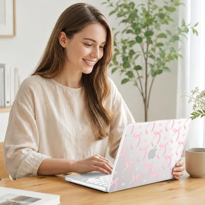 Compatible with MacBook Neo 13 inch (2026 Release A3404) (A18 Pro) with Liquid Retina Display, Printed Slim Protective Case with Screen Protector & Keybaord Cover, Pink Ribbon Bow - color: pink ribbon bow