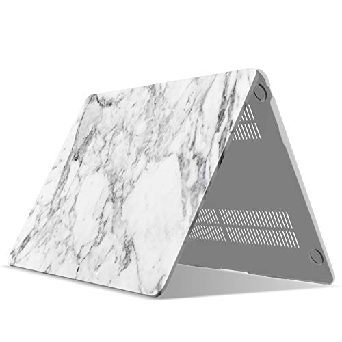IBENZER Compatible with New MacBook Air 13 inch Case 2022 2021 2020 M1 A2337 A2179 A1932, Plastic Hard Shell Case with Keyboard Cover for Mac Retina Display with Touch ID, White Marble, MAT13-WHMB+1 - color: White Marble
