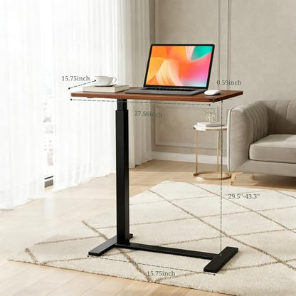 Mobile Standing Desk, Height Adjustable Laptop Desk with Hidden Casters | Stable Steel Frame, Smooth Lift Mechanism, Lockable Casters, Easy Assembly, Ideal for Home, Office & Dorm, Brown - color: Brown, style: Height Adjustable