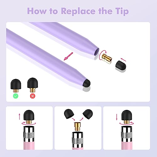 5Pcs Stylus Pens, 2 in 1 Stylists Stylus Pen for Touchscreen | Stylus for iPhone, iPad, Android Samsung Tablets Universal Touchscreen, High Sensitivity, Capacitive,with 10 Rubber Tips