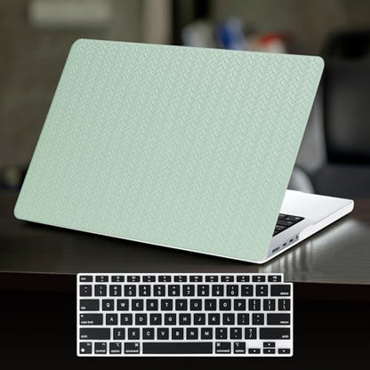DTangLsm for MacBook Air 13 inch Case 2026 2025-2022 M5 A3449 M4 A3240 M3 A3113 M2 A2681, Woven Textured Leather Hard Shell Cover for MacBook Air 13.6 Case with Logo Cutout & Keyboard Cover, Green - color: #Woven Green