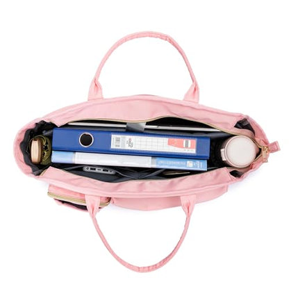 Rabjen Nurse Tote Bag for Work with Padded 15.6” Laptop Sleeve, Medical Supplies Shoulder Bag for Home Health Care - color: Pink