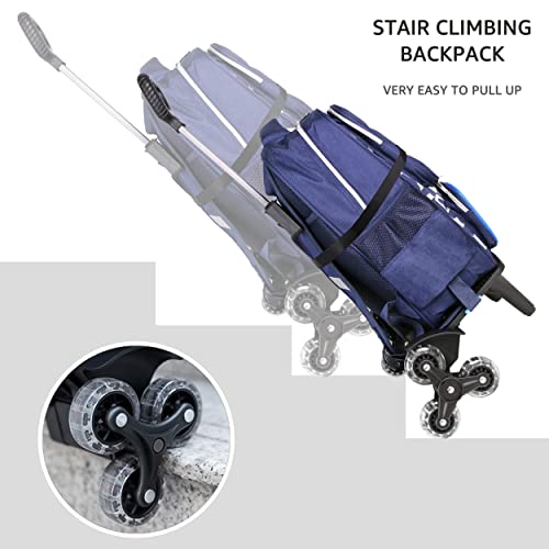 Backpack Trolley, Wheeled Trolley Aluminium Alloy Foldable Hand Cart 6 Wheels Rolling Luggage Carts for Kids Teens Adult School Travel (6 Wheels) - color: 6 Wheels