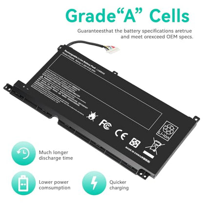 Futurebatt PG03XL Replacement for HP Pavilion Gaming Laptop 15-DK 15-dk0000 15-DK0125TX OMEN 5X FPC52 HSTNN-DB9G HSTNN-OB1I L48430-AC1 L48495-005 L48430-2C1 Notebook Batteries. - size: PG03XL 10.47×4.72×0.93 in