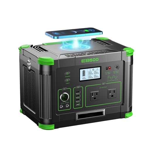 500W Portable Power Station, Solar Generator 519.48Wh Lithium Battery Power | Generator Outdoor Solar Generator with 2 * 120V AC Outlets, Mobile Battery Backup Pack for RV Trip Camping, Adventure, Home - color: Green