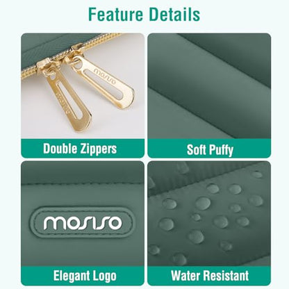 MOSISO Laptop Case 16 inch, 15-15.6 inch Puffy Laptop Sleeve Compatible with MacBook Pro 16 M5 M4 M3 M2 M1, HP Dell ASUS Acer Toshiba Lenovo, Polyester Horizontal Bag with Small Case, Emerald Green - color: Emerald Green, size: 16 inch