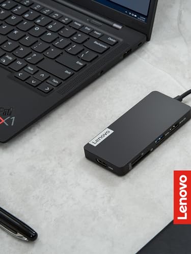 Lenovo – USB-C 7-in-1 Hub – Computer Networking Laptop Accessory – Laptop Docking Station - 4K via HDMI, 3 USB-A devices, 2 SD/TF Card Readers USB-C Power Pass Through