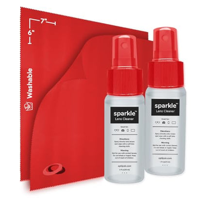 Sparkle Anti-Reflective Lens Cleaner Spray kit | (2) 1oz Glasses Cleaner Spray + (2) Microfiber Cloth for Eyeglasses, Sunglasses, Lenses, Screens and Camera Cleaning Kit (4 Piece Set) - size: 1 Fl Oz (Pack of 2), style: Red | 2x1oz Lens Spray + 2 Microfib