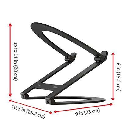 Twelve South Curve Flex | Ergonomic Height & Angle Adjustable Aluminum Laptop/MacBook Stand/Riser, fits 10"-17" - color: Matte Black