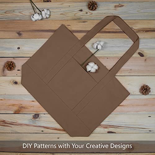 TOPDesign 1-Pack Canvas Tote Bag with an External Pocket, Reusable Grocery Shopping Bag, Top Zipper Closure, Daily Essentials (Brown) - color: Brown
