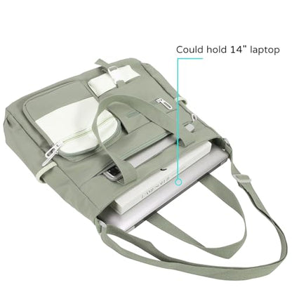 Phaoullzon Cute Messenger Bag Kawaii Crossbody Purse for Teen Shoulder Tote | Gifts for Girls/ Women, Nylon Japanese College Satchel Travel Work Gym Handbag - color: Green, style: Large(could Fit 14" Laptop)
