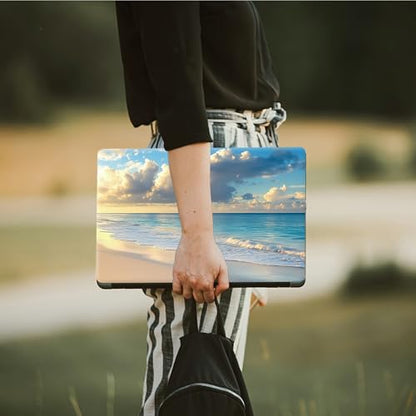 Laptop Skin Sticker Decal, Universal Protective Cover Fit 12 13 14 15.6 Inch Notebook, Reusable Water-Resistant Vinyl Decal w/ 2 Wrist Pads for Business Travel Office, Blue Beach 1 - color: Blue Beach 1