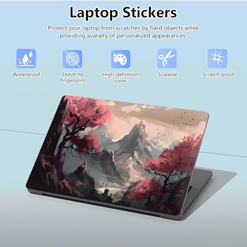 Universal Laptop Skin Sticker with 2 Wrist Pad Skins, Waterproof Scratch Resistant Vinyl Laptop Cover Decal, Cut to Fit for 11–15.6 Inch MacBook HP Dell Lenovo, Dreamy Autumn Scene - color: Dreamy Autumn Scene