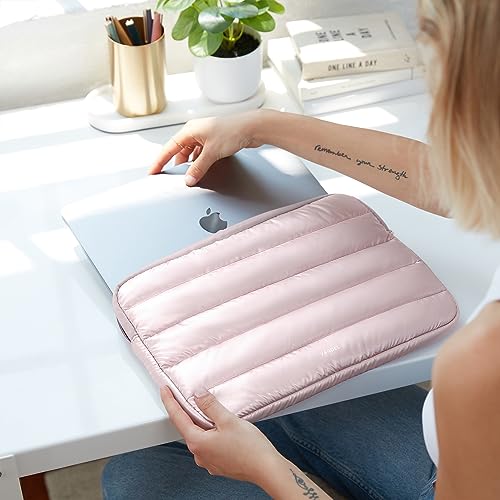 Vandel The Original Puffy Laptop Sleeve 13-14 Inch, Laptop Sleeve for Women | Protective Carrying Case Cover for MacBook Pro 14 in, MacBook Air 13 Inch, iPad Pro 12.9, Dell, Asus, HP - color: i. Shiny Pink