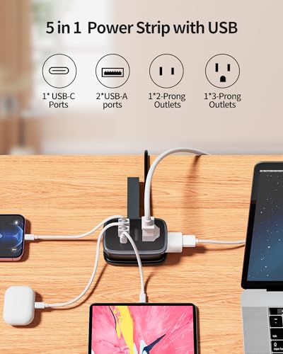 Travel Power Strip with USB C Port, NTONPOWER Small with Flat Plug,Multi Plug Travel Extension Cord Portable Power Strip with 2 Outlets 3 USB (1 C), for Cruise Home Essentials - size: 2 Outlets 1 USB-C 2 USB-A