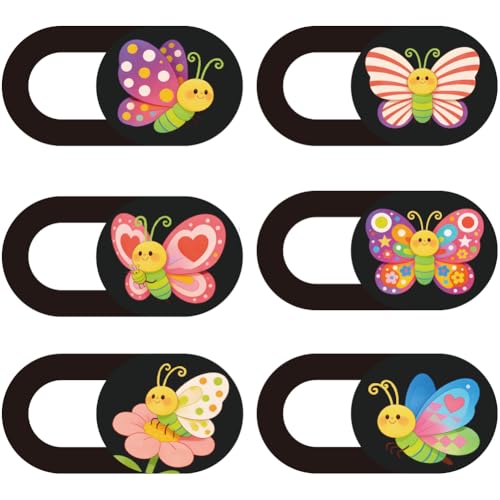 6Pcs 6 Styles Laptop Camera Cover Slide Butterfly Webcam Privacy Cover 0.04 Inch Ultra Thin for Mini PC Phone Desktop Tablet Butterfly Plastic Durable Privacy Protectors for Home Work Use - color: Butterfly-2