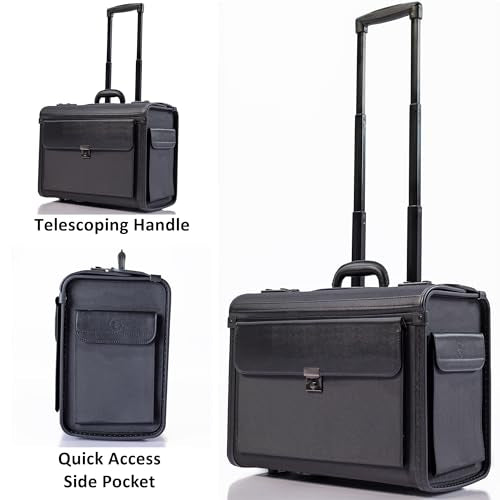 HAMMER ANVIL 19 Wheeled Briefcase Rolling Case Sales Sample Pilot Lawyer Attache - color: Black Ballistic Nylon