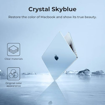 EooCoo Case for MacBook Air 15 inch M5 M4 M3 M2 2026-2023, Crystal Sky Blue | Easy to Install, Sturdy, Plastic Hard Shell Case & Keyboard Cover & Screen Protector, Model: A3448 A3241 A3114 A2941 - color: Crystal Sky Blue