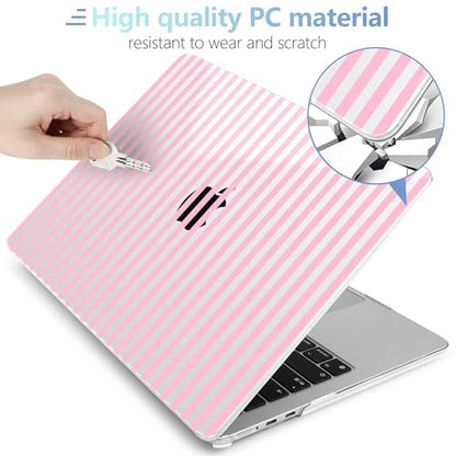 MEEgoodo Case for M5/M4/M3/M2 MacBook Air 15 inch Case 2026 2025 2024 2023, Laptop Shell Fit Model (A3448/A3241/A3114/A2941) for MacBook Air 15.3-inch, Pink Stripes - color: Pink Stripes