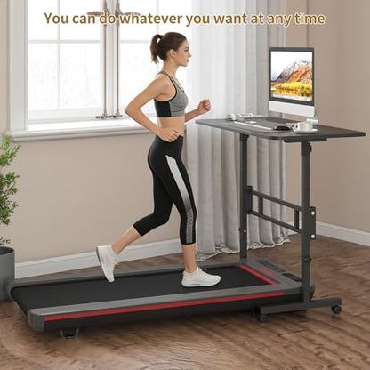 Panana Small Standing Desk Adjustable Height, Mobile Rolling Stand Up Desk with Wheels, 32 Inch Portable Rolling Desks Computer Office Workstations Walking Pad (Black) - color: Black