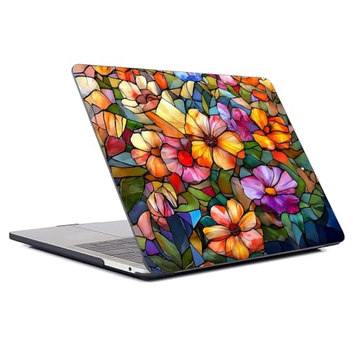 for MacBook Air 13 Inch Case,Black Case 2011-2017 Version A1466/A1369 Plastic Hard Shell Computer Case Colorful Flower 3D Mosaic Vintage Pattern - color: Colorful Flower 3D Mosaic Vintage, size: A1466/A1369(13 Inch)-Black