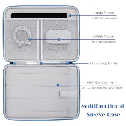 ProElife 13 Inch Laptop Sleeve for MacBook Neo, Retractable Handle, Blue | Precision Fit, Soft Inner Lining Padded, Anti-Scratch, Extra Attached Pocket, Travel Carry Laptop Bag for Home Office - color: Light Blue