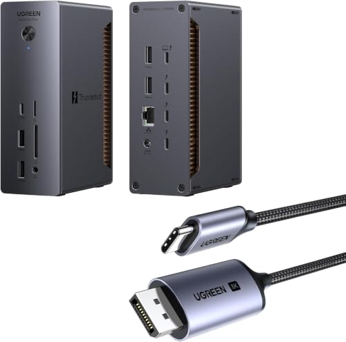 UGREEN 13-in-1 Thunderbolt 5 Docking Station, 120Gbps Max Transfer, 140W Power Charging + USB C to DisplayPort 1.4 Cable