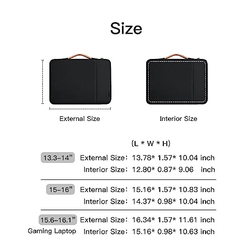 360° Protective Laptop Sleeve for 14 inch MacBook Pro M4/M3/M2/M1 Chips Pro/Max A2992 A2918 A2779 A2442 2024-2021, 13 inch Air A2681 A2337 Pro A2686 A2338, Splash-Resistant Case Bag, Black - color: Black, size: 13.3-14 inch