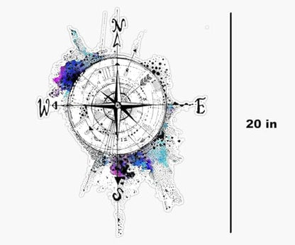 Large Compass Vinyl Waterproof Sticker Decal Not All Those Who Wander are Lost, 20 Inches - for Laptop Wall RV Window - size: 20in