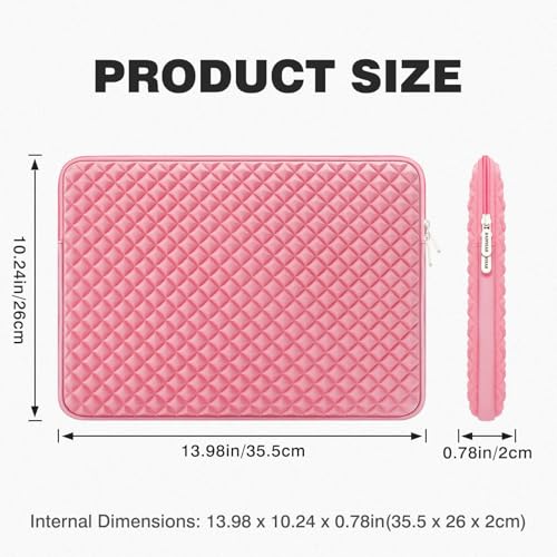 RAINYEAR 14 Inch Laptop Sleeve Shockproof Diamond Foam Padded Case, Pink | Protective Soft Fluffy Lining Carrying Bag Case Compatible with 14 inch Notebook Computer Chromebook Tablet Ultrabook - color: Pink, size: 14"