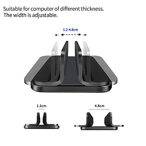 DrewChan Aluminum Vertical Stand with Adjustable Width Base, Fits All MacBook, Surface, Chromebook and Gaming Laptops (up to 17.3 inches), Black