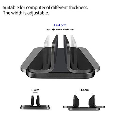 DrewChan Aluminum Vertical Stand with Adjustable Width Base, Fits All MacBook, Surface, Chromebook and Gaming Laptops (up to 17.3 inches), Black
