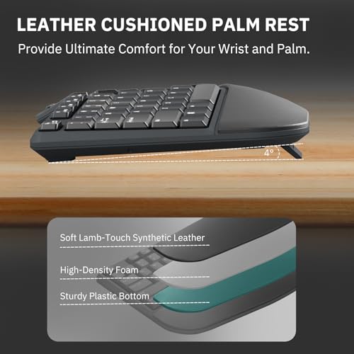 Ergonomic Wireless Keyboard and Mouse Combo, 2.4GHz USB Full Size Keyboard with Wrist Rest and 3 Level DPI Adjustable Wireless Mouse for PC and Laptop Use - Black - color: NK-905 Black