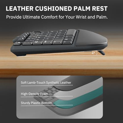 Ergonomic Wireless Keyboard and Mouse Combo, 2.4GHz USB Full Size Keyboard with Wrist Rest and 3 Level DPI Adjustable Wireless Mouse for PC and Laptop Use - Black - color: NK-905 Black