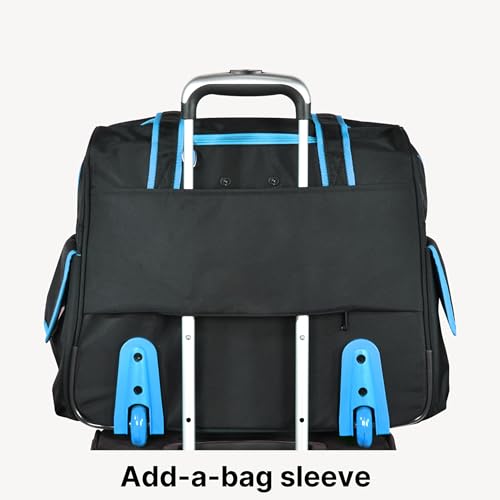 Olympia U.S.A. Deluxe Lightweight Rolling Overnighter Case Overnight Laptop Bag Weekender Travel Carry-On Suitcase Luggage with Wheels and Adjustable Push-Down Handle - color: Black/Blue