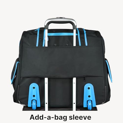 Olympia U.S.A. Deluxe Lightweight Rolling Overnighter Case Overnight Laptop Bag Weekender Travel Carry-On Suitcase Luggage with Wheels and Adjustable Push-Down Handle - color: Black/Blue