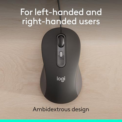 Logitech Signature Wired M520 L Optical Mouse for Business - Graphite | For Business, Optical, Plug-and-Play, Windows, Mac, Chrome, PC, Laptops