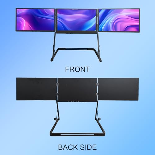 14'' Triple Portable Monitor Laptop Screen Extender | 1920x1200 IPS Foldable 3-Screen Extender, Quad Screen Monitor Workstation for 13-17 Inch Laptop, USB-C & Mini H/D Interface - size: 14 Inch