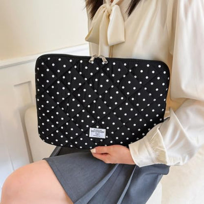 Cute Bow Puffy Laptop Sleeve 13-15 Inch Cute Quilted Laptop Protective Case Padded Bow Computer Sleeve for MacBook (Polka dots Purple, 13inch) - color: polka dots purple, size: 13inch