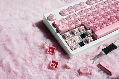 ZORNHER ZH980 Foundation Mechanical Keyboard,95% Pink& White Creamy Keyboard with Number Pad,Cute Jelly MOA Profile Keycaps,Creamy Sounding Linear Switches,Hot-Swappable,RGB Backlit - color: Pink Foundation-White Case, size: Creamy Switch