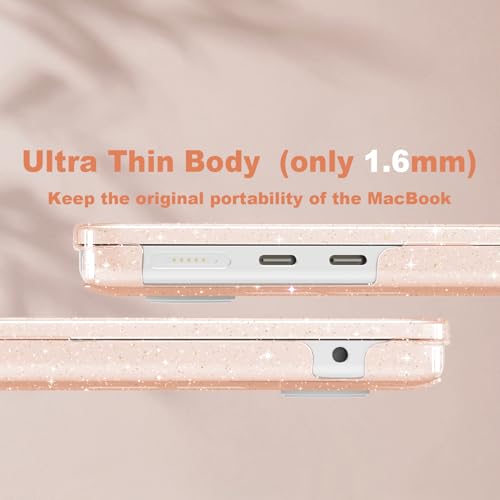 CISSOOK Compatible with MacBook Air 13 inch Case A3449 A3240 A3113 A2681 | 2026 2025 2024 2023 2022, 5in1 Set Hard Shell Case Keyboard Cover for MacBook Air 13.6 inch M2 M3 M4 M5, Cherry Pink Glitter - color: Air13.6inch-Cherry Pink Glitter Star