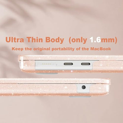 CISSOOK Compatible with MacBook Air 13 inch Case A3449 A3240 A3113 A2681 | 2026 2025 2024 2023 2022, 5in1 Set Hard Shell Case Keyboard Cover for MacBook Air 13.6 inch M2 M3 M4 M5, Cherry Pink Glitter - color: Air13.6inch-Cherry Pink Glitter Star