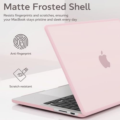 B BELK Compatible with MacBook Pro 14 inch Case M5 2026-2021 M4 M3 M2 M1 A3426 A3427 A3434 A3112 A3185 A3401 A2918 A2992 A2779 A2442, [Anti-Cracking] [Soft TPU Bumper] Hard Shell Case, Frosted Pink - color: Frosted Pink