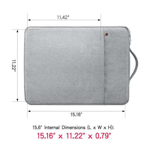 RAINYEAR 15.6 inch Laptop Sleeve Carrying Case with Handle & Pocket, Gray | Protective Padded Polyester Laptop Sleeve Case Briefcase Compatible with 15.6 Inch Notebook Computer Chromebook - color: Gray, size: 15.6"