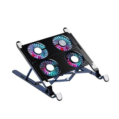 Laptop Cooler Base Stand Foldable Laptop Cooling Pad Portable Adjustable Notebook Stand for 13-17.3 Inch with 4 Fans
