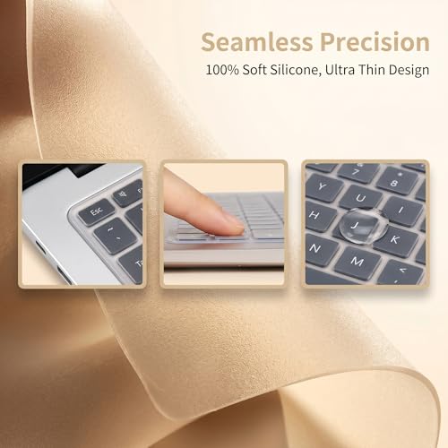 TORMEN Laptop Keyboard Cover Protector — Silicone Keyboard Skin L:14" x W:5" (36×13cm) for 15–17" Laptops Waterproof Dustproof Thin Typing Guard (2 Pcs Purple)